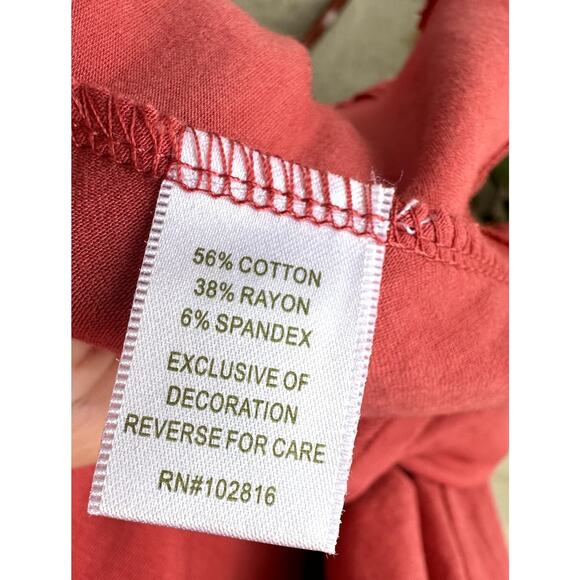 Garnet Hill Sz M Terracotta Dress w/ Embellished Neckline and Asymmetrical Hem - Picture 7 of 7